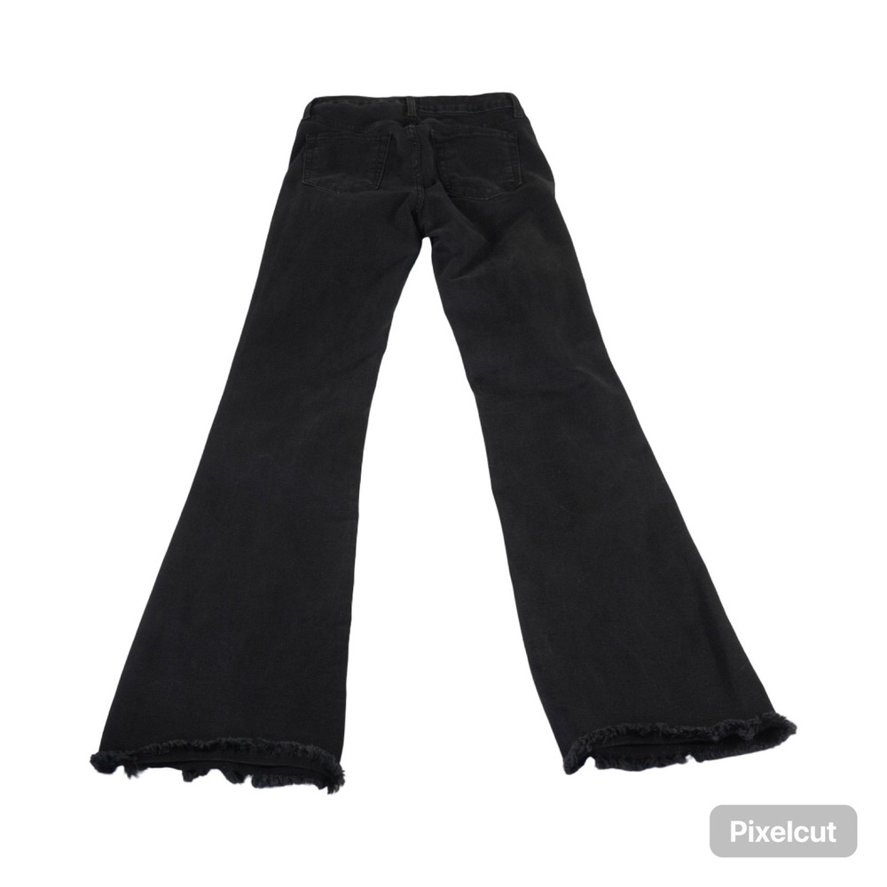 Just Black Denim Jeans Womens Size 27 Black Bell Bottom Flare Raw Hem Stretch US